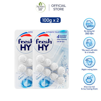 Combo 2 Viên Tẩy Bồn Cầu Fresh HY 350 Lần Xả, Làm Sạch Khuẩn & Ngăn Ngừa Mảng Bám, Khử Mùi Và Lưu Hương Thơm Mát (2 Vỉ Treo X2)