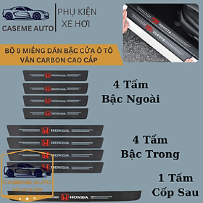 [HONDA] Bộ 9 Miếng Dán Vân Carbon Chống Trầy Xước Bậc Cửa Ô Tô Dành Cho Hãng Xe HONDA - Hàng Chính Hãng