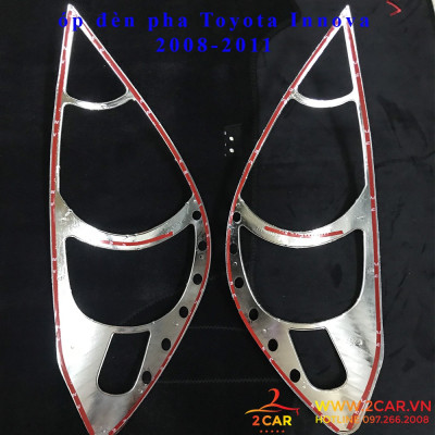 Ốp viền đèn pha, hậu xe Toyota Innova 2009-2011 mạ crom cao cấp, sáng bóng