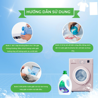 Sữa giặt gold công nghệ sinh học ECOHOME Kim Ngân Store mùi thơm ngọt mát, 2 trong 1 vừa giặt vừa xả 3.5kg