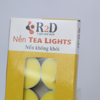 Nến tealight 10 viên không khói không mùi R2D màu vàng dùng cho đèn xông tinh dầu