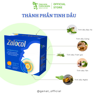 Combo 5 hộp viên ngậm ho thảo mộc Zalocol Hỗ trợ giảm đờm, giảm đau rát họng, khản tiếng do viêm họng, viêm phế quản (hộp 20 viên) - Genat