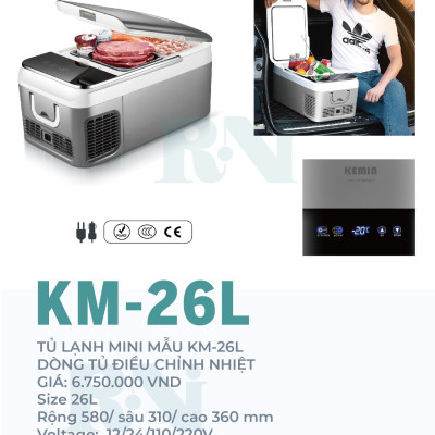 Tủ lạnh ô tô Kemin KM-26L Chính hãng - Làm đá siêu tốc