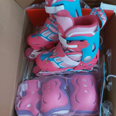 [Tặng Bảo Vệ Hoặc Túi] Giày Patin Trẻ Em Cougar 835LSG, Bánh Đầu Có Đèn Phát Sáng, Có Nút Chỉnh Size