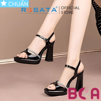 Giày nữ đẹp hở mũi cao 8 phân RO641 ROSATA tại BCASHOP nhấn bằng sợi kim tuyến lấp lánh siêu sang