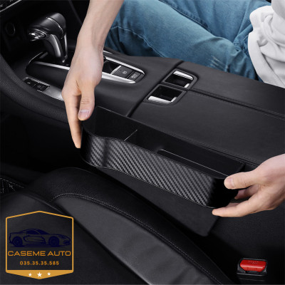 Khay Đựng Đồ Đa Năng Gắn Khe Ghế Ngồi Xe Hơi Tiện Dụng - Chất Liệu Nhựa ABS Vân Carbon Đựng Cốc , Điện Thoại Tiện Ích - Hàng Nhập Khẩu