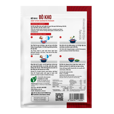 Combo 3 gói Bột Gia Vị Bò Kho Việt Ấn 18gr (18gr/gói)