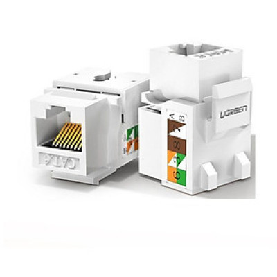 Ugreen UG80178NW143TK cat6 Hạt nhấn mạng màu trắng Jack modulator gigabit LAN Ethernet 8P8C RJ45 1000 Mbps 568A-B - HÀNG CHÍNH HÃNG