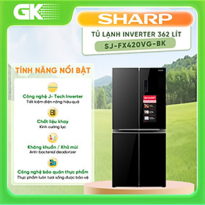 Tủ lạnh Sharp Inverter 362 lít SJ-FX420VG-BK - Hàng chính hãng (chỉ giao HCM)