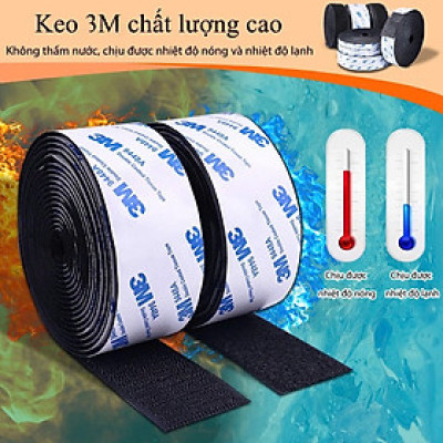 25mmx1m Miếng dán xé, băng dán xé velcro tape có lớp băng keo 2 mặt MÀU ĐEN