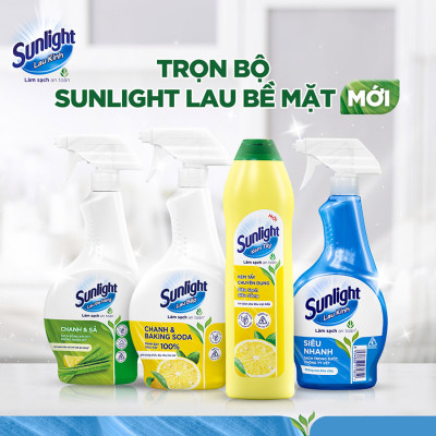Combo 2 Nước Lau Kính Sunlight Siêu Nhanh Phiên bản nâng cấp từ Cif Sạch Không Tỳ Vết Chai 520ml