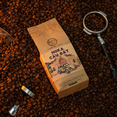 Cà Phê Moka Cầu Đất Rang Xay Nguyên Chất - Dạng Bột - 90S Coffee Vietnam - 100% Cà Phê Sạch Cao Cấp