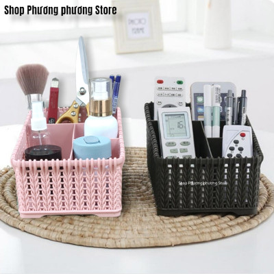 Khay đựng mỹ phẩm cao cấp nhiều ngăn kiểu dáng mây đan HÀN QUỐC ( Tặng vỉ dán tường )