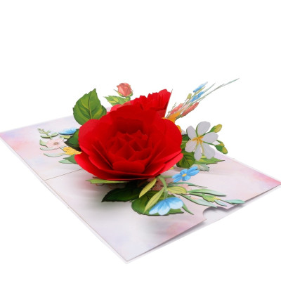Thiệp 3D Hoa Hồng Đỏ Sang Trọng – Thiệp Pop Up Lãng Mạn, Tặng Sinh Nhật, Lễ Tình Nhân, 8/3, 20/10, F58