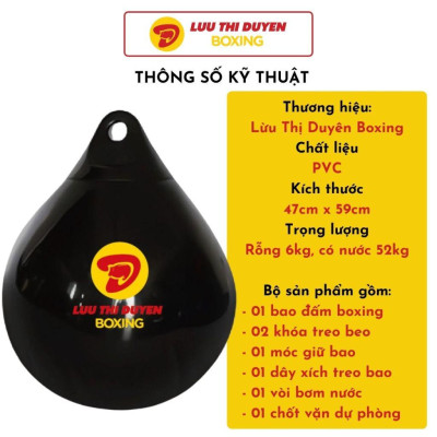 Bao Đấm Nước Boxing - Túi Đấm Nước - Aqua Bag - Water Heavy Bag - Size lớn 47cm x 59cm, nặng 52Kg - Lừu Thị Duyên Boxing