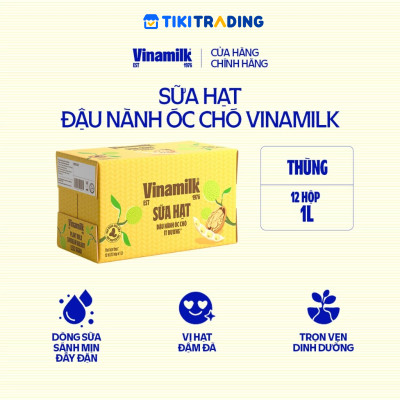 Thùng 12 hộp Sữa đậu nành Vinamilk hạt Óc chó 1L
