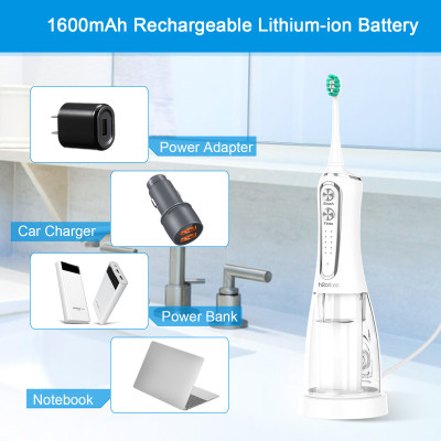 Máy tăm nước kết hợp bàn chải điện 2 in 1 H2Ofloss HF-S01 - Hàng chính hãng