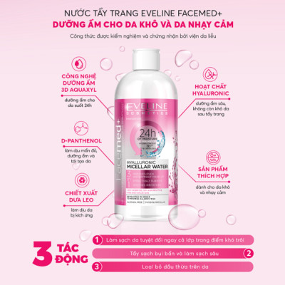 Nước tẩy trang dưỡng ẩm FACEMED cho da khô nhạy cảm 400ml