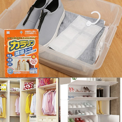 Combo 03 Miếng hút ẩm, khử mùi dành cho tủ quần áo có móc treo tiện lợi ( dạng gói - 25g ) - Hàng nội địa Nhật Bản.