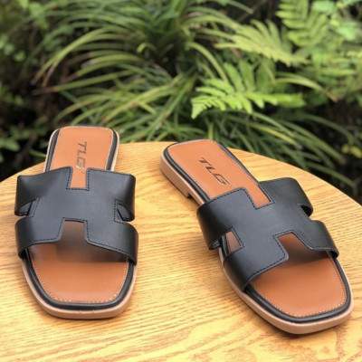 Dép Thời Trang Nữ Da PU Cao Cấp Quai Ngang Chũ H Lót Dép Mềm Êm 21307