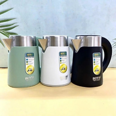 Ấm siêu tốc mini Bennix BN-008EK 2 lớp cao cấp 0.8L, sôi nhanh, an toàn, bảo hành 24 tháng Hàng chính hãng
