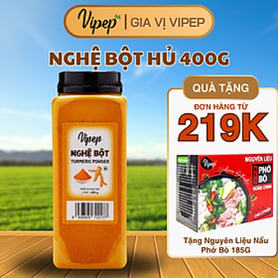 Nghệ Bột Tự Nhiên Vipep Hũ Nhựa 400g - Gia vị Vipep