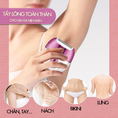 Máy cạo tẩy lông Kemei KM-285 chuyên dùng cạo lông toàn thân, bikini sử dụng pin sạc tiện lợi công suất 5W - Chính hãng