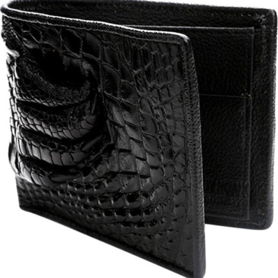 Ví Nam Da Cá Sấu Gù Chân Huy Hoàng HT2232 (12.5 x 10 cm) - Đen