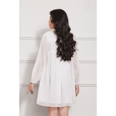 Đầm Babydoll Lụa Crep Cổ Bèo Tay Dài Maxivic, La Mộc - LM012210