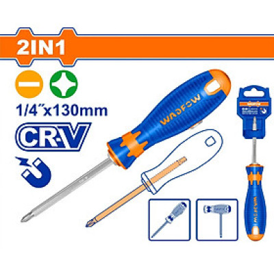 [CHÍNH HÃNG] Tua vít 2 ĐẦU dẹp & bake 1/4"x130mm 2 trong 1 WADFOW WSS45M3