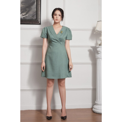 Đầm Xòe Lụa Crep Cổ Đan Tông Maxivic, La Mộc - LM012223