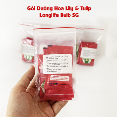 Thuốc cắm hoa Lily lâu tàn nhập khẩu Israel (1 hộp 5 gói  pha 50L nước că) hiệu Longlife Bulbs Premium 2023 giúp hoa tulip và hoa lily tươi gấp 2 lần và 14 ngày không thay nước