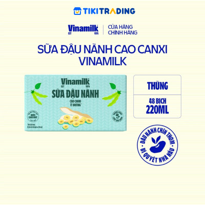 Thùng 48 bịch sữa đậu nành cao canxi Vinamilk 220ml