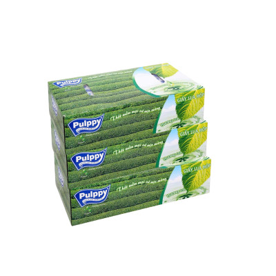 Giấy Lụa Hộp Pulppy Hương Trà Khăn Giấy Rút 100 Tờ 2 Lớp