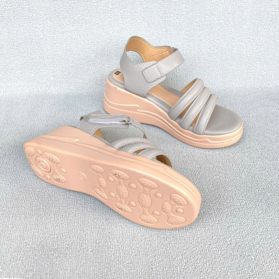 Giày sandal nữ đế bằng 7cm Trường Hải 2 màu đen, xam đế PU nhẹ SD145