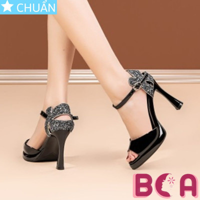 Xăng đan dự tiệc nữ cao gót 8 phân RO640 ROSATA tại BCASHOP hở mũi, gót sau đính kim tuyến lung linh cực xinh