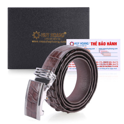 Thắt Lưng Nam Da Cá Sấu Gai Đuôi Huy Hoàng HT4245 - Nâu Đất