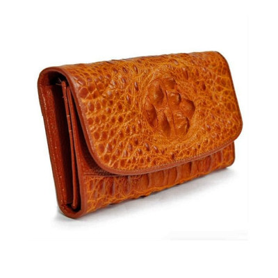 Bóp da cá sấu 3 gấp nguyên con Huy Hoàng màu vàng, đen, nâu đỏ, nâu đất HT3204-05-06-19