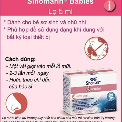 Dung dịch chống nghẹt mũi cho trẻ sơ sinh Sinomarin 5ml