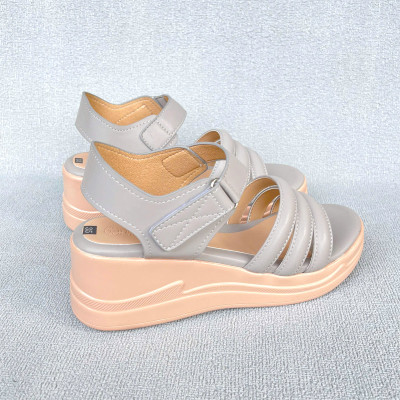 Giày sandal nữ đế bằng 7cm Trường Hải 2 màu đen, xam đế PU nhẹ SD145