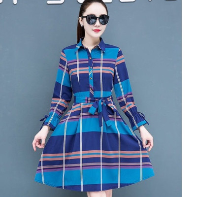 Đầm sơ mi nữ Haint Boutique, đầm công sở thiết kế kẻ caro to dáng xoè Da27