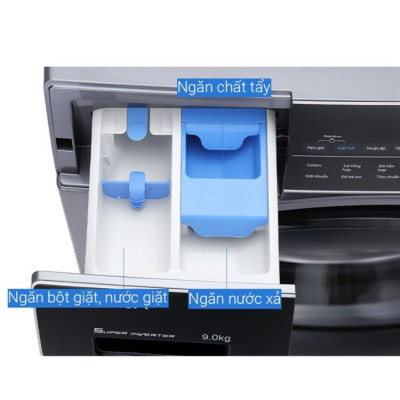 Máy giặt lồng ngang Aqua Inverter 9.0 kg AQD-A900F.S - Hàng chính hãng - Vệ sinh lồng giặt Làm mới, loại bỏ nếp nhăn và mùi khó chịu - Giặt nước nóng