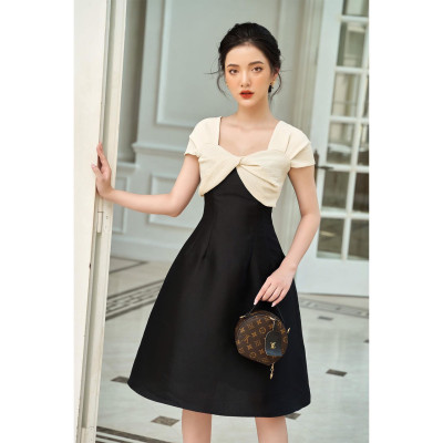 Đầm dự tiệc MINA dáng xoè vải Taffta lụa thiết kế phối nơ sang trọng - MN187