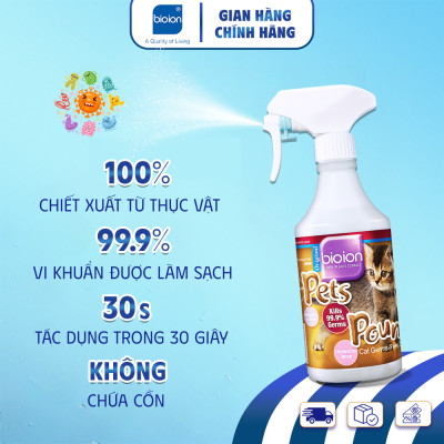 Chai Xịt Khử Mùi Sạch Khuẩn Cho Chó Mèo Bioion Pets Pounce Hương Tự Nhiên (Không Mùi)