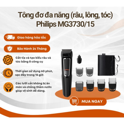Tông Đơ Cắt Tóc Đa Năng 8 Trong 1 PHILIPS MG3730 /15, Tạo Kiểu Đa Năng - Bảo Hành 24 Tháng