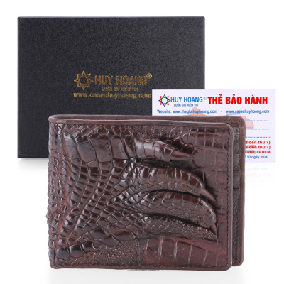 HJ2232-33-34-35 - Ví nam Huy Hoàng da cá sấu gù chân màu đen, nâu đỏ, vàng bò, nâu đất