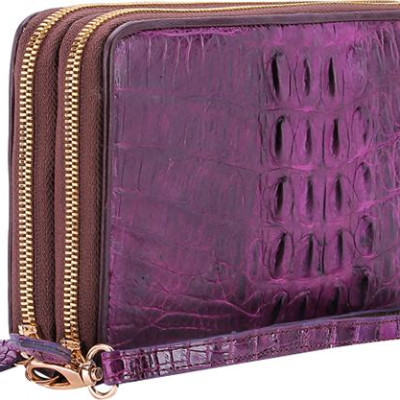 Ví Nữ Da Cá Sấu Nhiều Ngăn Gai Huy Hoàng HT3278 (11 x 22 cm) - Tím