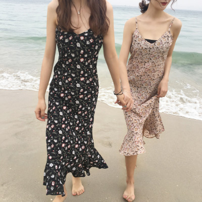 Đầm Nữ 2 Dây Họa Tiết Bông Hoa