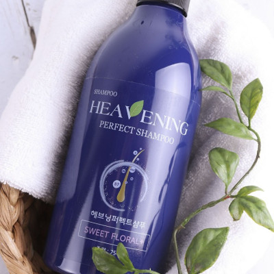 Bộ chăm sóc tóc Dầu Gội & Dầu Xả dưỡng chất suôn mượt Heavening 750ml tặng kèm mũ tắm họa tiết hoa