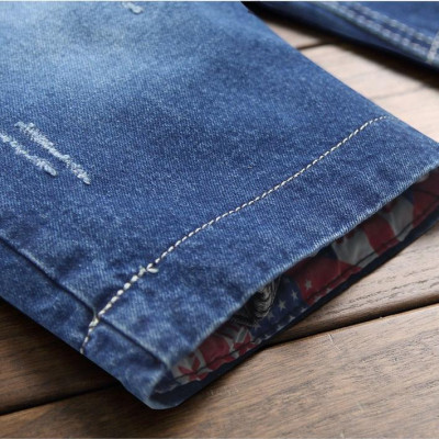 Quần short jean nam xanh cào xước Q37